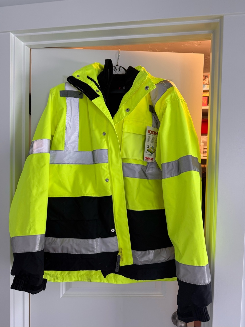 Men's High-Visibility Yellow & Black Performance Safety Jacket